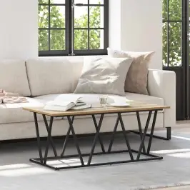 Kohvilaud Käsitöötamm 100 X 50 X 40 Cm Töödeldud Puit Ja Metall