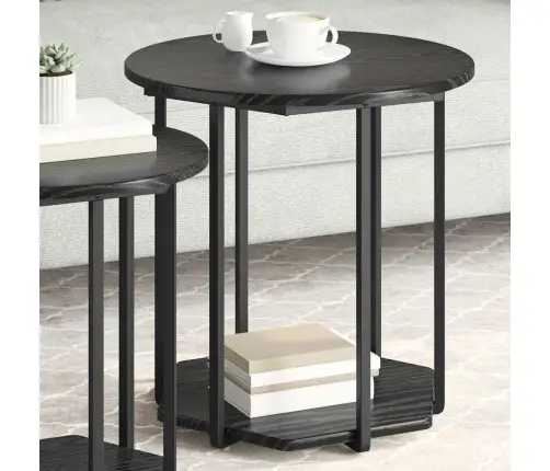 Sānu Galdiņu Komplekts 2 Pcs Melns Ozols 50 X 50 X 50.5 Cm Vidaxl