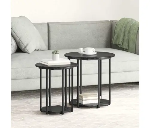 Sānu Galdiņu Komplekts 2 Pcs Melns Ozols 50 X 50 X 50.5 Cm Vidaxl