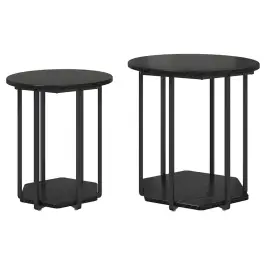 Sānu Galdiņu Komplekts 2 Pcs Melns Ozols 50 X 50 X 50.5 Cm Vidaxl