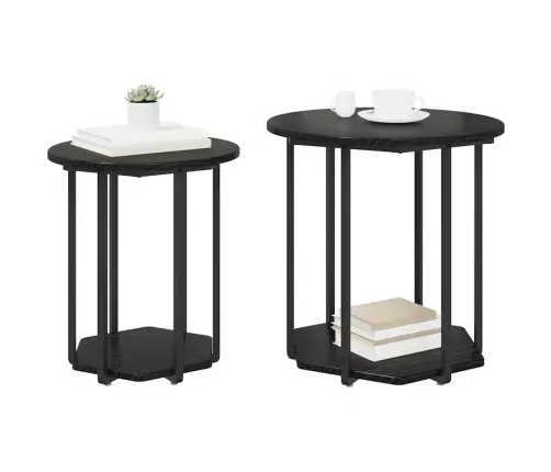 Sānu Galdiņu Komplekts 2 Pcs Melns Ozols 50 X 50 X 50.5 Cm Vidaxl