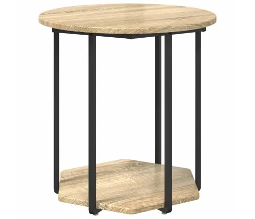 Sānu Galdiņu Komplekts 2 Pcs Sonoma Ozola Un Melnas Krāsas Vidaxl