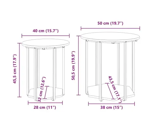 Sānu Galdiņu Komplekts 2 Pcs Sonoma Ozola Un Melnas Krāsas Vidaxl