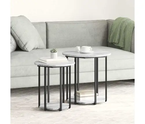 Šoninių Staliukų Komplektas 2 Pcs Pilka 50 X 50 X 50,5 Cm