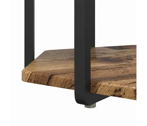 Sānu Galdiņu Komplekts Ar Plauktu 2 Pcs Vecs Koks Un Melns Vidaxl