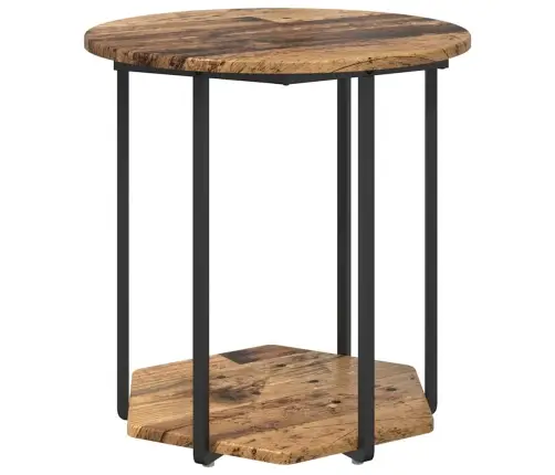 Sānu Galdiņu Komplekts Ar Plauktu 2 Pcs Vecs Koks Un Melns Vidaxl