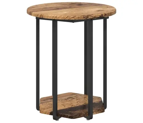 Sānu Galdiņu Komplekts Ar Plauktu 2 Pcs Vecs Koks Un Melns Vidaxl