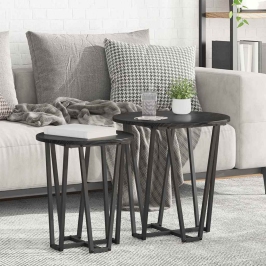 Sānu Galdiņu Komplekts 2 Pcs Melns Ozols 50 X 50 X 50.5 Cm Vidaxl