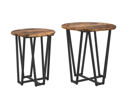 Sānu Galdiņu Komplekts 2 Pcs Smalkās Ozola Un Melnas Krāsas Vidaxl
