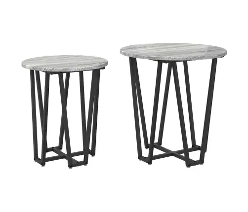 Šoninių Staliukų Komplektas 2 Pcs Pilkas Sonoma Ir Juodas