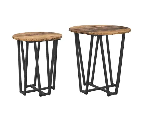 Sānu Galdiņu Komplekts 2 Pcs Vecs Koks Un Melns Vidaxl