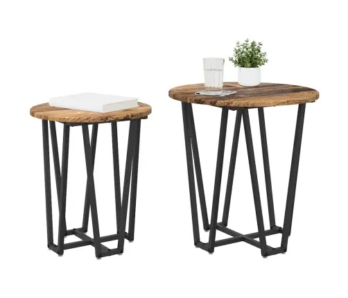 Sānu Galdiņu Komplekts 2 Pcs Vecs Koks Un Melns Vidaxl