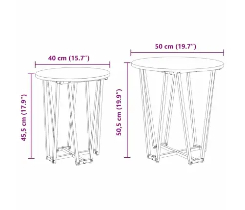 Šoninių Staliukų Komplektas 2 Pcs Amatų Ąžuolas Ir Juoda