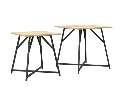 Sānu Galdiņu Komplekts 2 Pcs Sonoma Ozola Un Melnas Krāsas Vidaxl