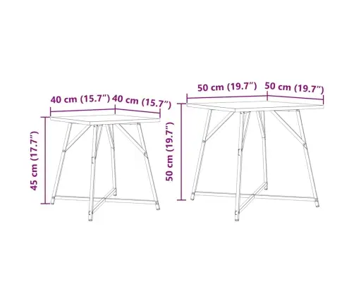 Sānu Galdiņu Komplekts 2 Pcs Sonoma Ozola Un Melnas Krāsas Vidaxl