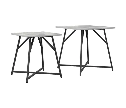 Sānu Galdiņu Komplekts 2 Pcs Pelēks Sonoma Un Melns Vidaxl Sānu Galdiņu Komplekts 2 Pcs Pelēks Sonoma Un Melns Vidaxl