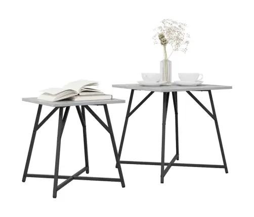Sānu Galdiņu Komplekts 2 Pcs Pelēks Sonoma Un Melns Vidaxl Sānu Galdiņu Komplekts 2 Pcs Pelēks Sonoma Un Melns Vidaxl
