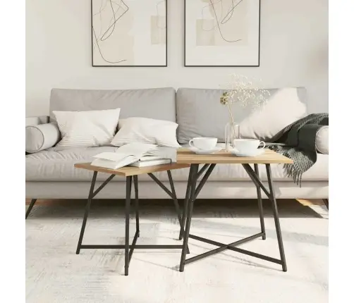Sānu Galdiņu Komplekts 2 Pcs Artisānisks Ozols Un Melns Vidaxl Sānu Galdiņu Komplekts 2 Pcs Artisānisks Ozols Un Melns Vidaxl