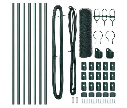 Tvora Su Stulpais Žalia 0.6 X 10 M Pvc Dengtas Plienas