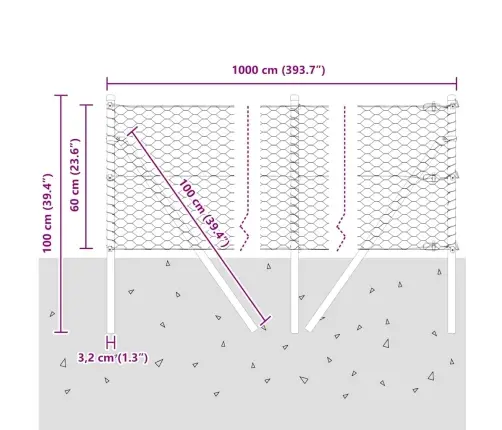 Tvorelės Stulpas Žalia 10 X 0,6 M (36 Mm Tinklas)