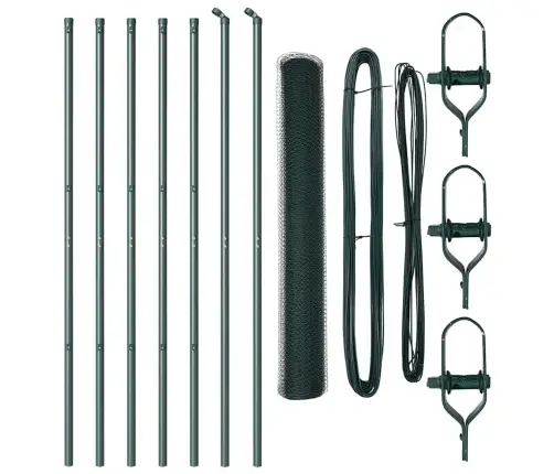 Tvora Su Stulpais Žalia 1 X 10 M Pvc Dengtas Plienas