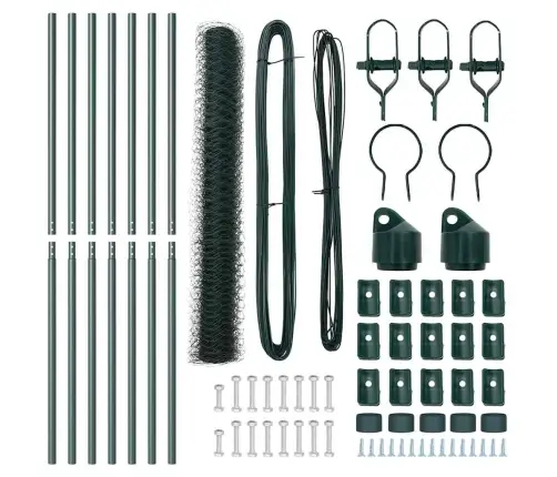 Tvora Su Stulpais Žalia 1.4 X 10 M Pvc Dengtas Plienas