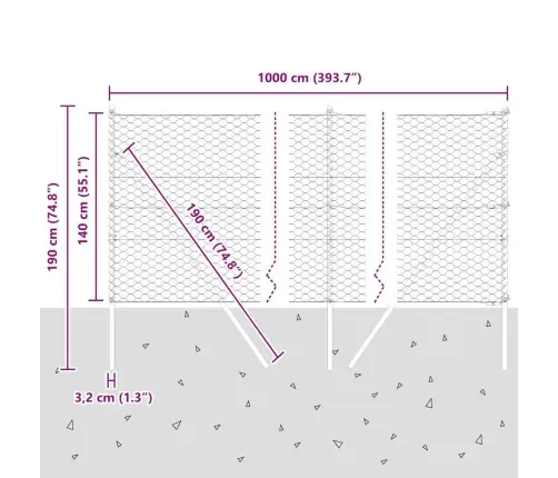 Sešstūra Žogs Zaļā Krāsā 1.4X10 M Tērauds Vidaxl