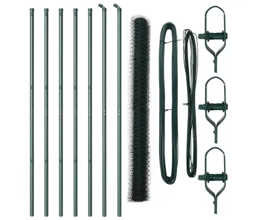 Tvora Su Stulpais Žalia 1.5 X 10 M Pvc Dengtas Plienas