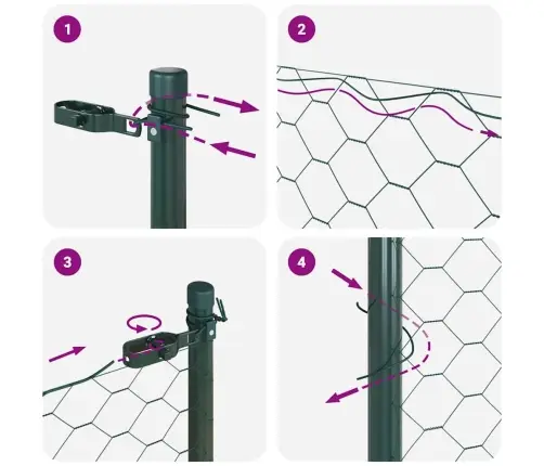 Tvora Su Stulpais Žalia 1.5 X 10 M Pvc Dengtas Plienas