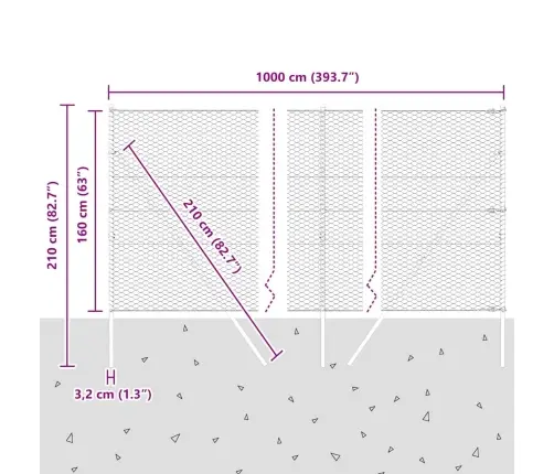Sešstūra Žogs Zaļā Krāsā 1.6 X 10 M Tērauds Vidaxl