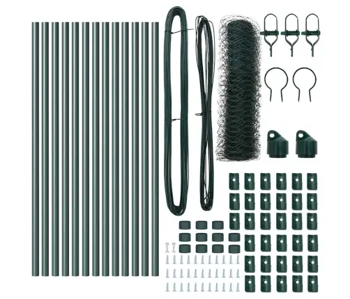 Vidaxl Sešstūra Žogs Zaļš 0.6X25 M Tērauds
