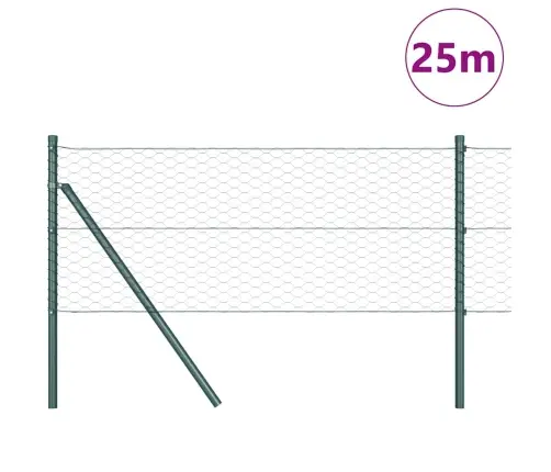 Vidaxl Sešstūra Žogs Zaļš 0.6X25 M Tērauds