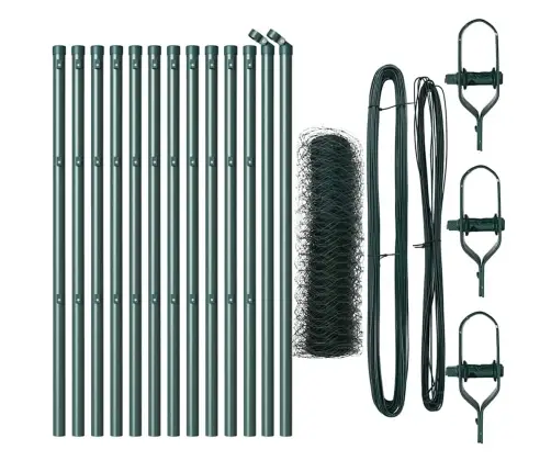 Tvora Su Stulpais Žalia 0.8 X 25 M Pvc Dengtas Plienas