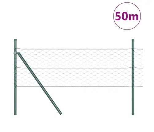 Tvora Su Stulpais Žalia 0.8 X 50 M Pvc Dengtas Plienas