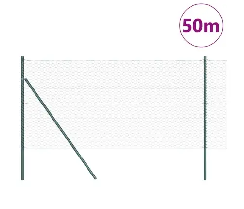 Sešu Stūru Žogs Zaļš 1X50 M Tērauds Vidaxl