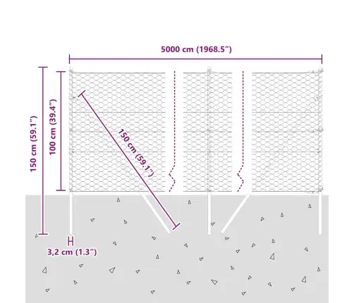 Hexagona Žogs Zaļš 1X50 M Tērauds Vidaxl