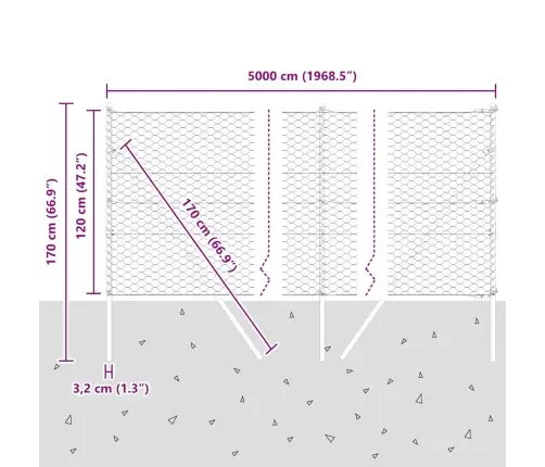 Heksagona Žogs Zaļš 1.2X50 M Tērauds Vidaxl