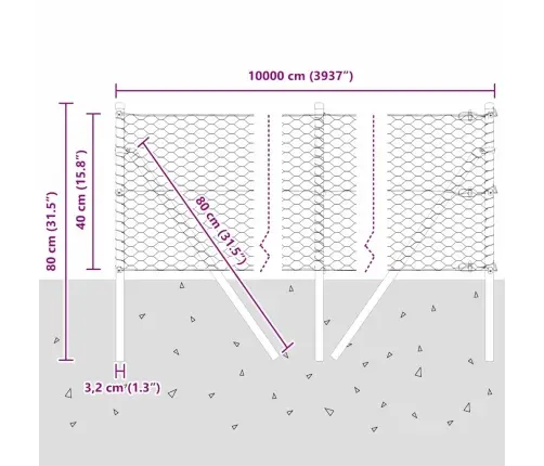 Sešstūru Žogs Zaļš 0.4X100 M Tērauds Vidaxl