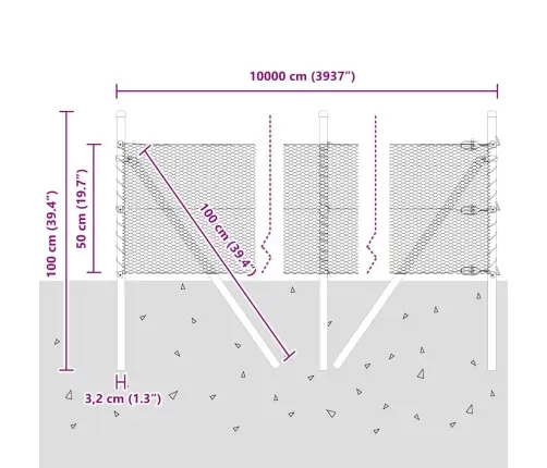 Sešstūra Žogs Zaļš 0.5X100 M Tērauds Vidaxl