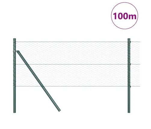 Sešu Stūru Žogs Zaļš 0.6X100 M Tērauds Vidaxl