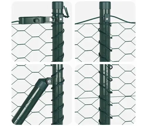 Tvora Su Stulpais Žalia 0.8 X 100 M Pvc Dengtas Plienas