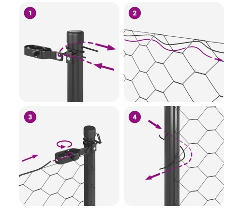 Tvora Su Stulpais Pilka 0.4 X 10 M Pvc Dengtas Plienas