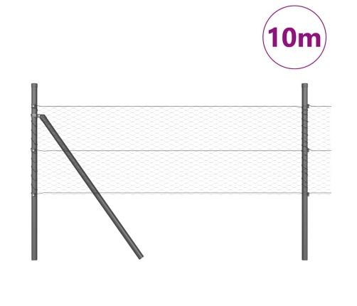 Tvora Su Stulpais Pilka 0.4 X 10 M Pvc Dengtas Plienas