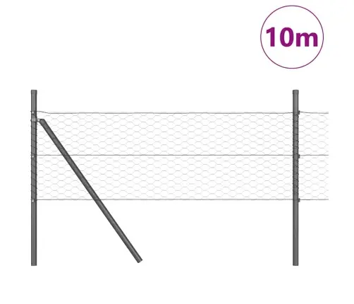 Pelēks Hexagona Žogs 0.4X10 M Tērauds Vidaxl