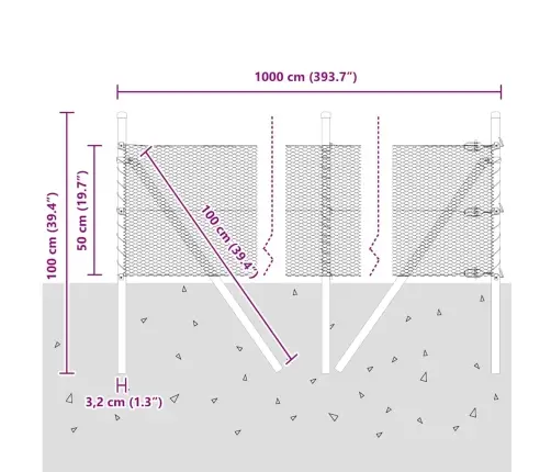Tvorelės Stulpas Pilka 10 X 0,5 M (13 Mm Tinklelis)