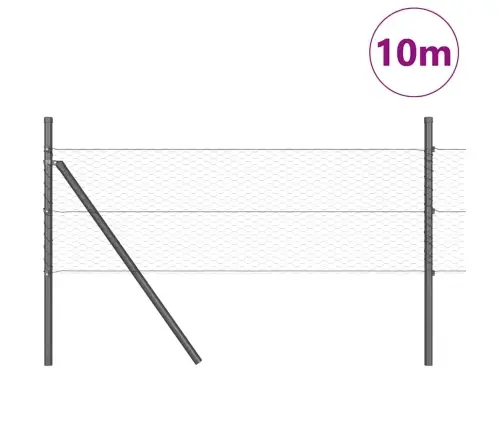 Sešstūra Žogs Pelēks 0.5X10 M Tērauds Vidaxl