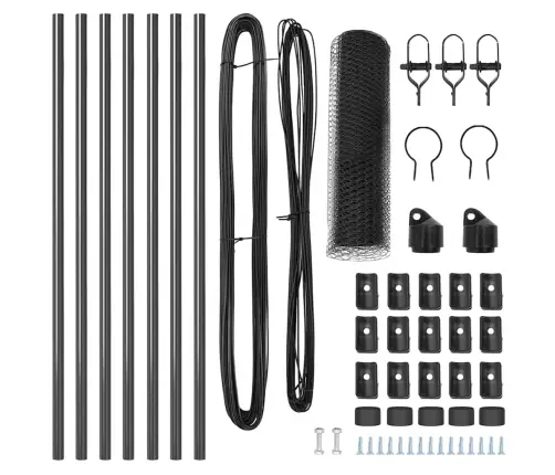 Tvora Su Stulpais Pilka 0.8 X 10 M Pvc Dengtas Plienas