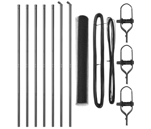 Sešstūra Žogs Pelēks 1X10 M Tērauda Vidaxl