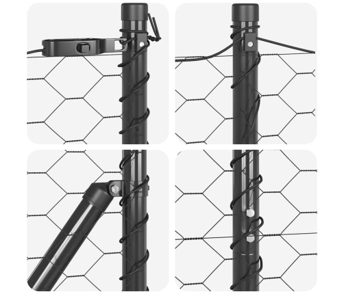 Tvora Su Stulpais Pilka 1.2 X 10 M Pvc Dengtas Plienas