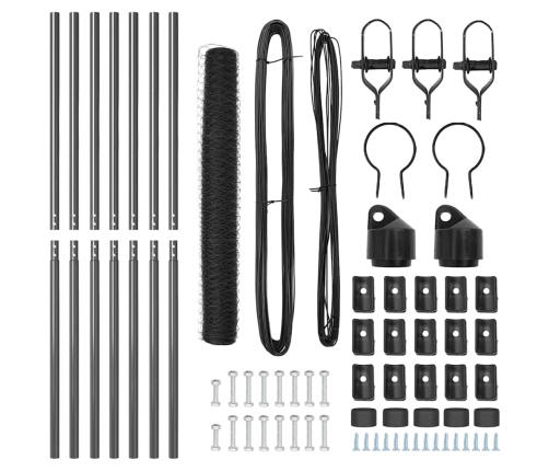 Tvora Su Stulpais Pilka 1.2 X 10 M Pvc Dengtas Plienas